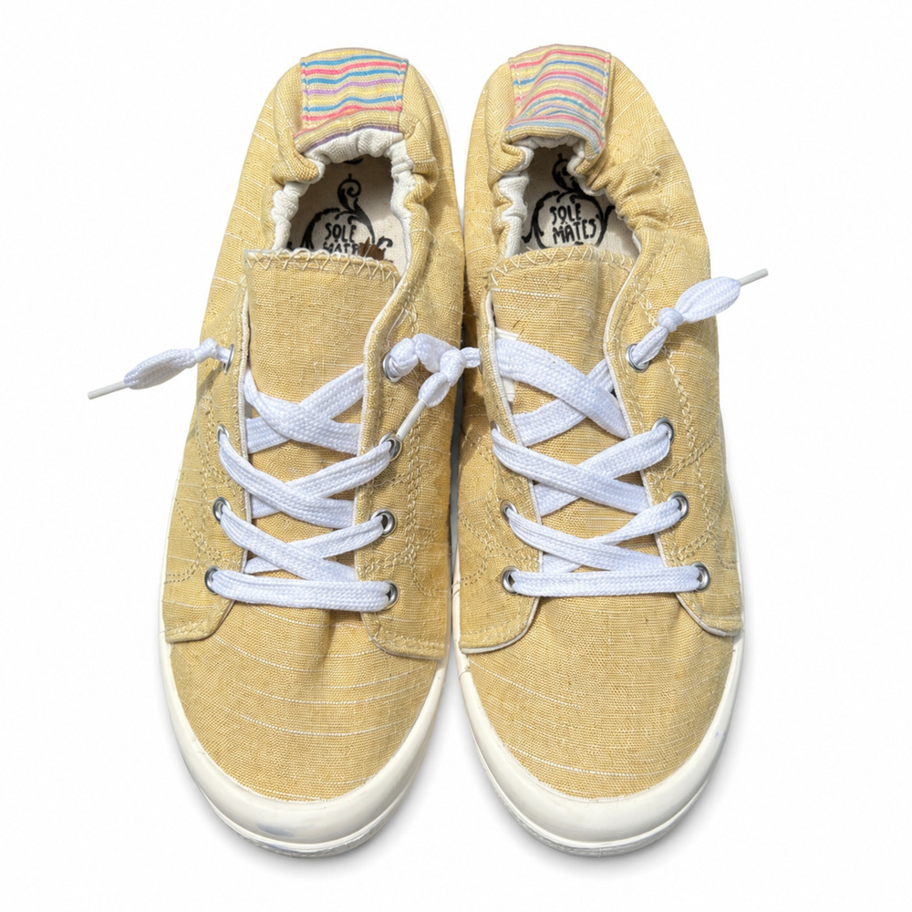 Sole Mates Women’s Size 9 Beige Canvas Lace Up Sneakers Slip On Casual Shoes